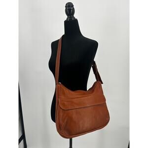 Libaire California Tan Cognac Leather Shoulder Crossbody Bag Made in USA 12x8